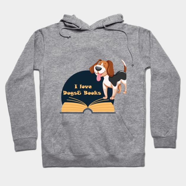 I Love Dogs& Books Hoodie by Maha Fadel Designs